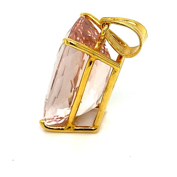 Certified Morganite 25.90ct Solid 18K Gold Pendant - Picture 8 of 9
